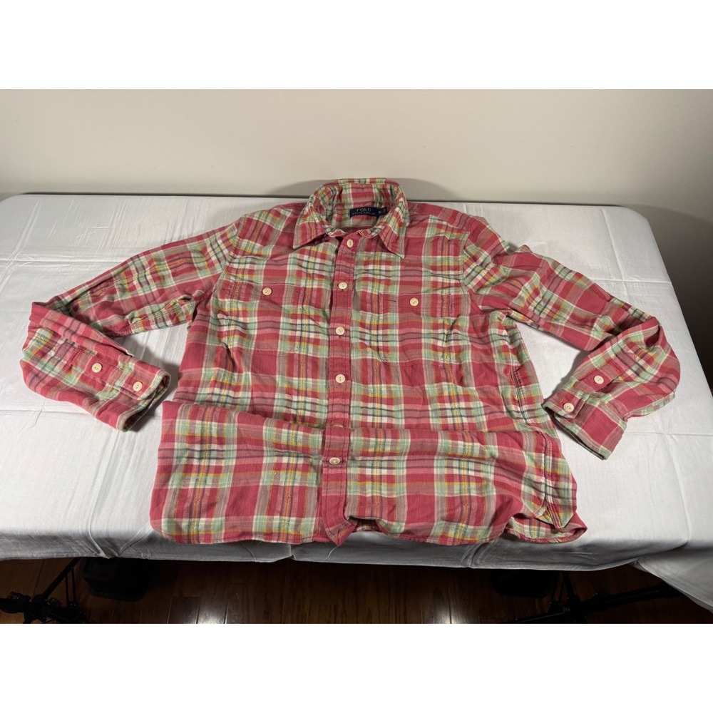 Polo Ralph Lauren Red Plaid Flannel Button Down Shirt XL Long Sleeve Cotton